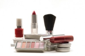 Cosmetics on White Background cosmetics, consumer products